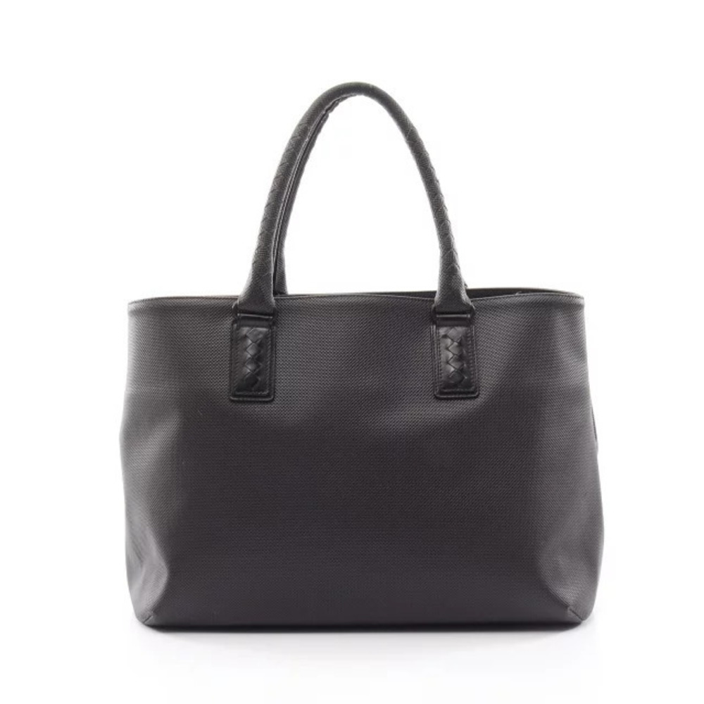 Bottega Veneta Marco Polo Intreccio Jet Tote Bag Canvas Leather Brown Black